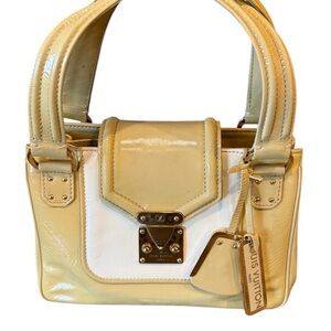 Louis Vuitton Cream and White Satchel with Structured Design